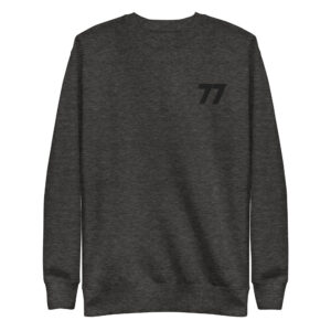 77 Logo Premium Sweatshirt, Unisex, Black, Heather Charcoal, Heather Grey