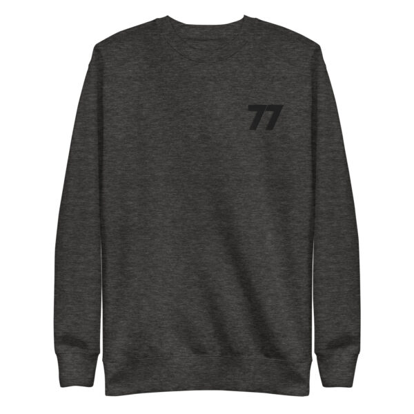 77 Logo Premium Sweatshirt, Unisex, Black, Heather Charcoal, Heather Grey
