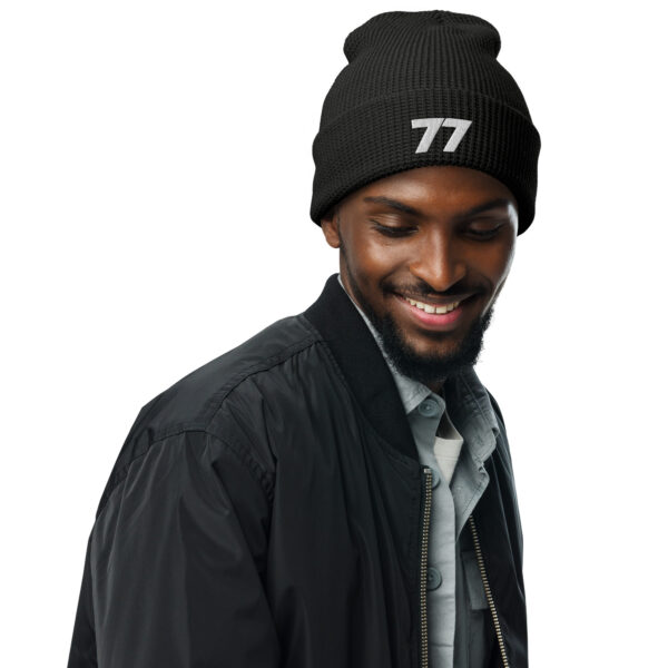 77 Logo Richardson Waffle beanie, Unisex, Black/White, Charcoal/White, Rust/White - Image 5