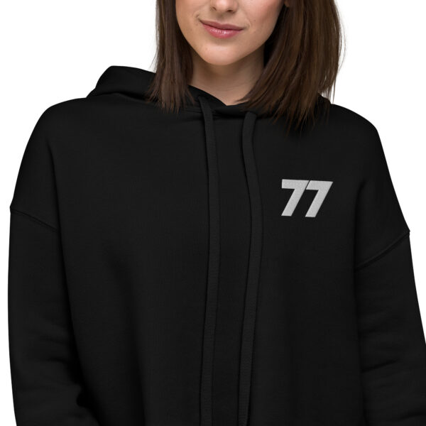 77 Logo Women's Crop Hoodie, Black, Military Green - Image 4
