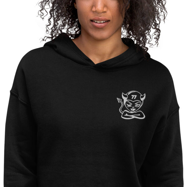 77 Logo Women's Crop Hoodie, Black, Military Green - Image 6