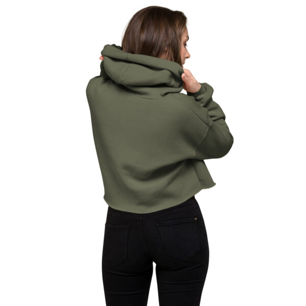 77 Logo Women's Crop Hoodie, Black, Military Green - Image 3