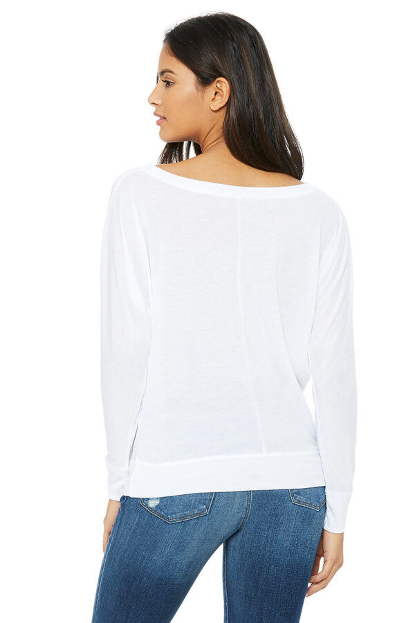 "Route 77" Flowy Off Shoulder Long Sleeve, Womens, White, Athletic Heather - Image 4