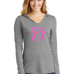 ISLA Long Sleeve Hooded Tee, Ladies, Grey Frost/Pink