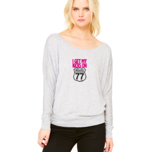 "Route 77" Flowy Off Shoulder Long Sleeve, Womens, White, Athletic Heather