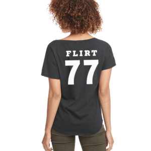 "FLIRT" Dolman Short Sleeve T-Shirt, Ladies, Black/White