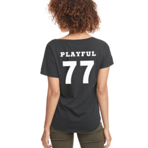 "Playful" Dolman Short Sleeve T-Shirt, Ladies, Black/White