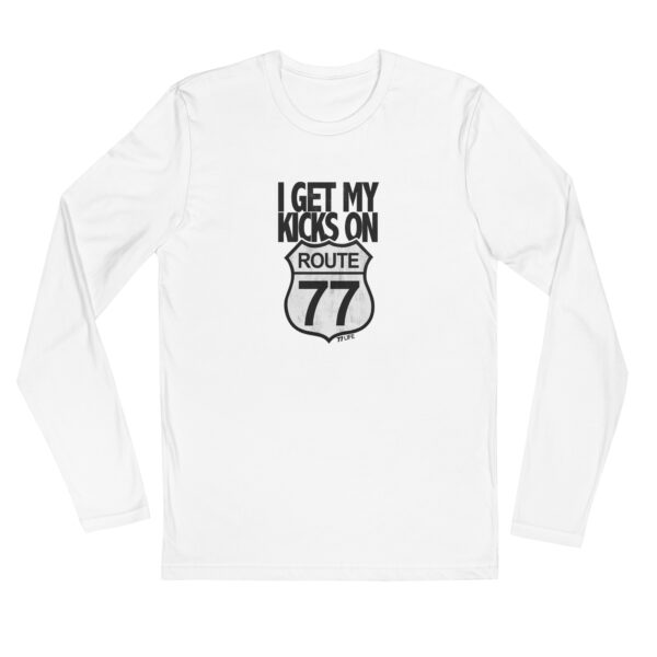 "Route 77" Long Sleeve Fitted Crew, Mens, White - Image 3