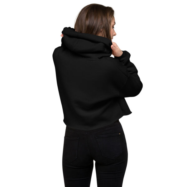 "Little Devil" Logo Crop Hoodie, Black, Military Green - Image 4