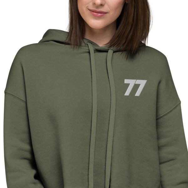 77 Logo Women's Crop Hoodie, Black, Military Green - Image 14