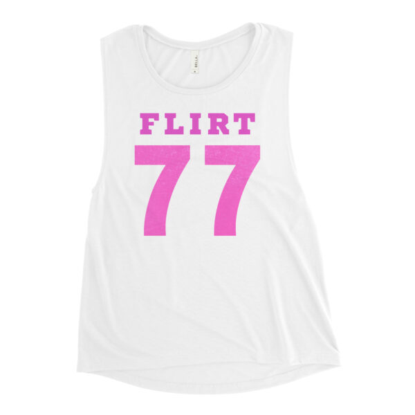 FLIRT Jersey Bella + Canvas Ladies’ Muscle Tank, White/Pink - Image 3