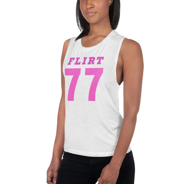 FLIRT Jersey Bella + Canvas Ladies’ Muscle Tank, White/Pink - Image 4