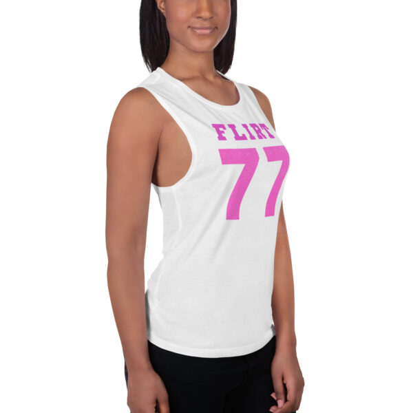 FLIRT Jersey Bella + Canvas Ladies’ Muscle Tank, White/Pink - Image 5